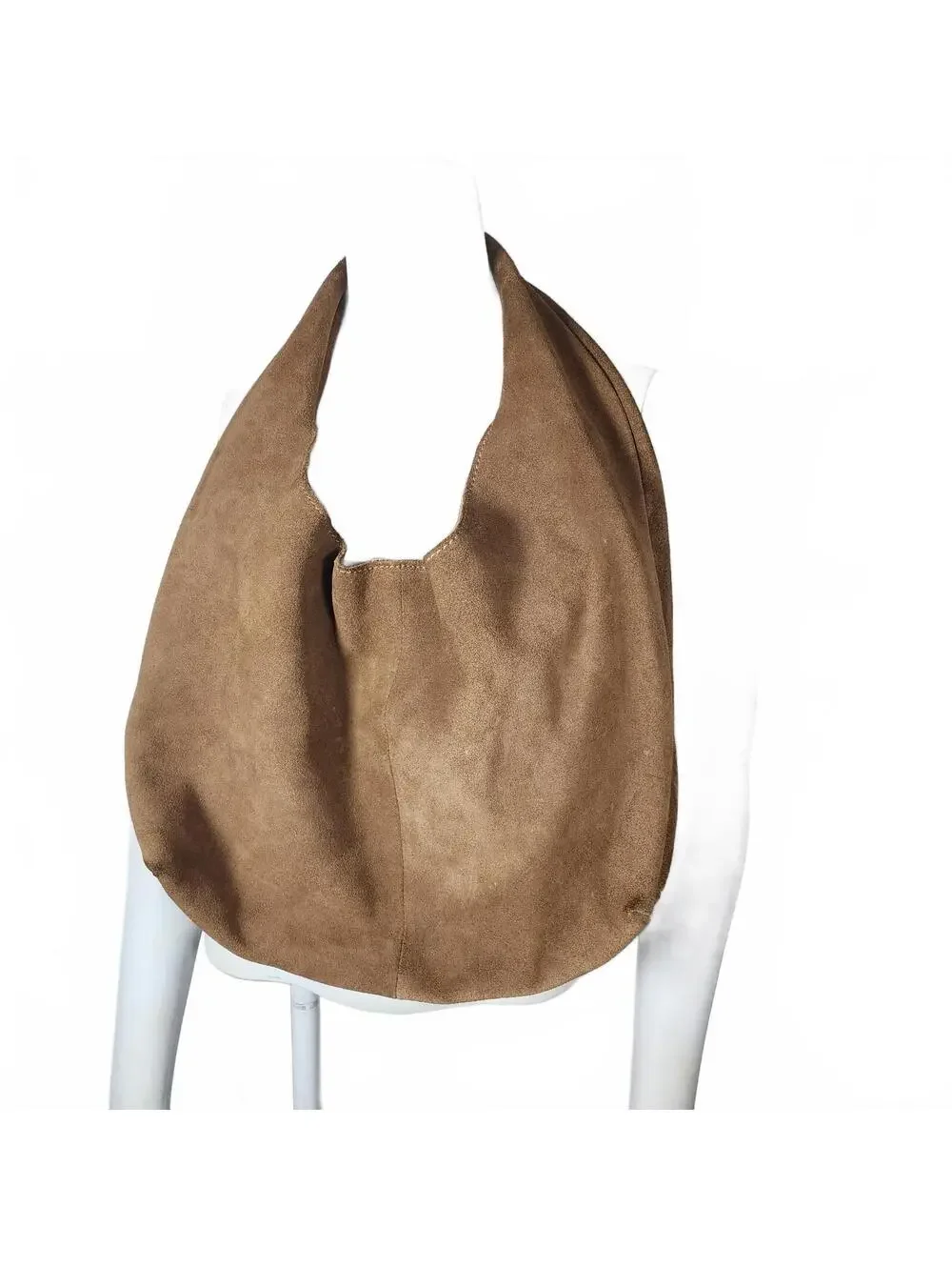 Brown Genuine Leather Suede Hobo Shoulder Bag
